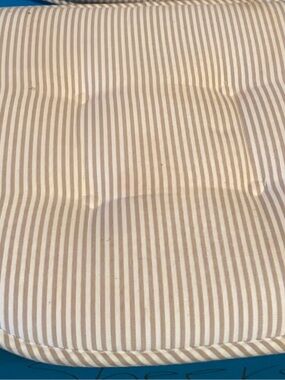 Sweet Home Collection Beige Striped Tufted Chair Cushions Set of 2 16” x 17”